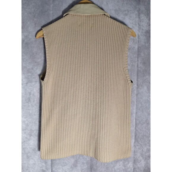 LISA INTERNATIONAL Lamb Skin Leather Sweater Vest Women's L Beige Button Up Y2K - Picture 2 of 9